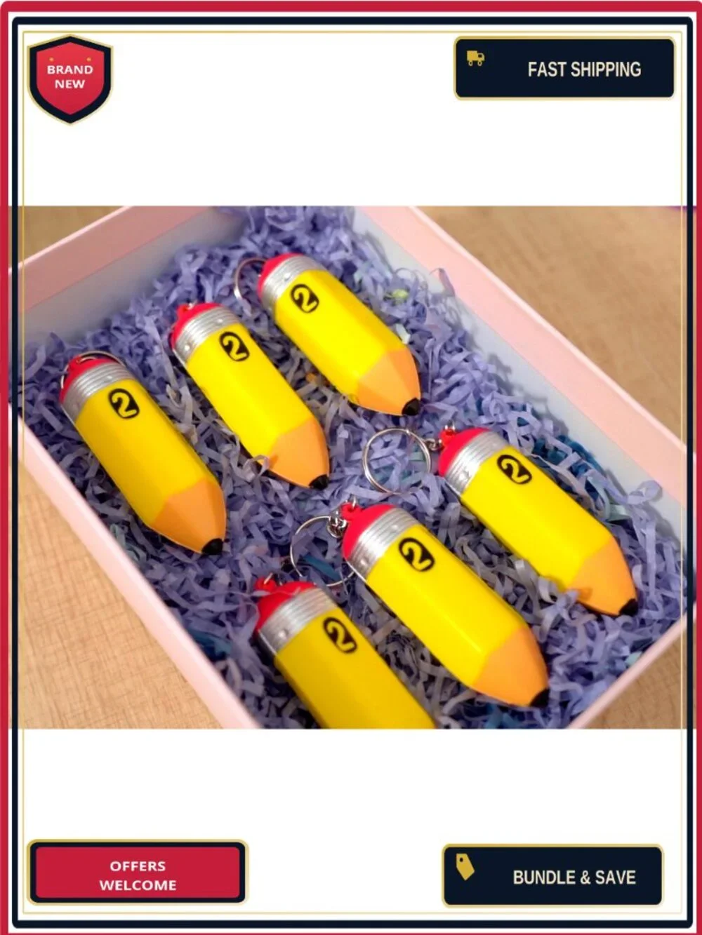 Pencil Keychains Foam Squeeze Charms 25 Pack Teacher Gifts